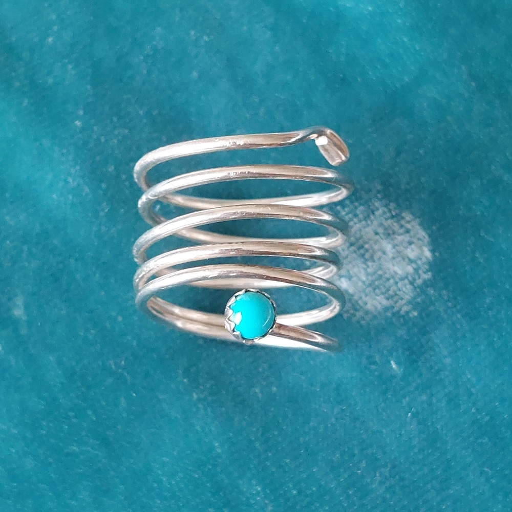 Turquoise Sterling Silver Swirl Ring